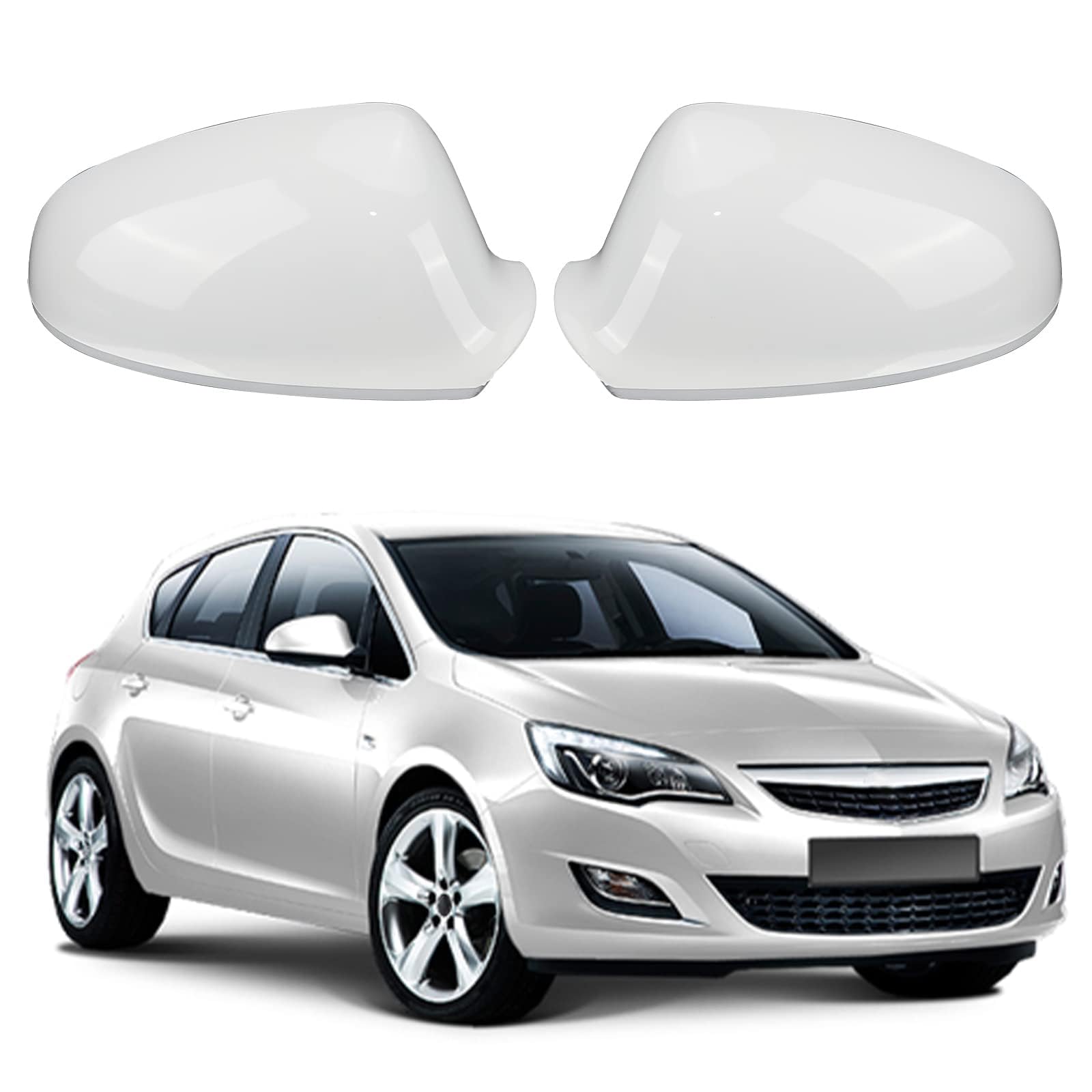 Rückspiegel Spiegelkappen für Vauxhall Opel Astra J Hatchback/GTC Coupe/Estate 2010-2016, Shell Borte Spiegelabdeckungen Ersatz Seitenspiegel Abdeckkappen,White von tianshao