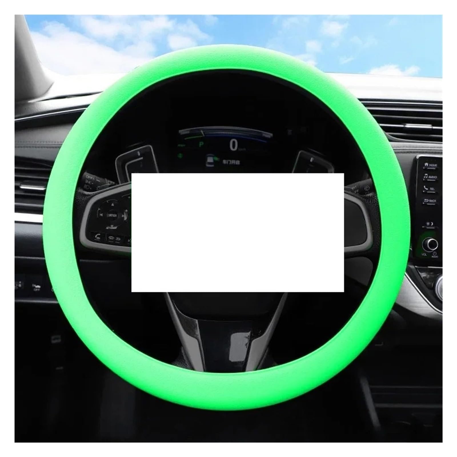 Auto Lenkradbezug Auto-Dekoration DIY-Zubehör Auto-Silikon-Lenkradbezug Sommer Universeller Elastischer Handschuhbezug Textur Weich Mehrfarbig Auto Lenkradabdeckung(Green) von tnbru