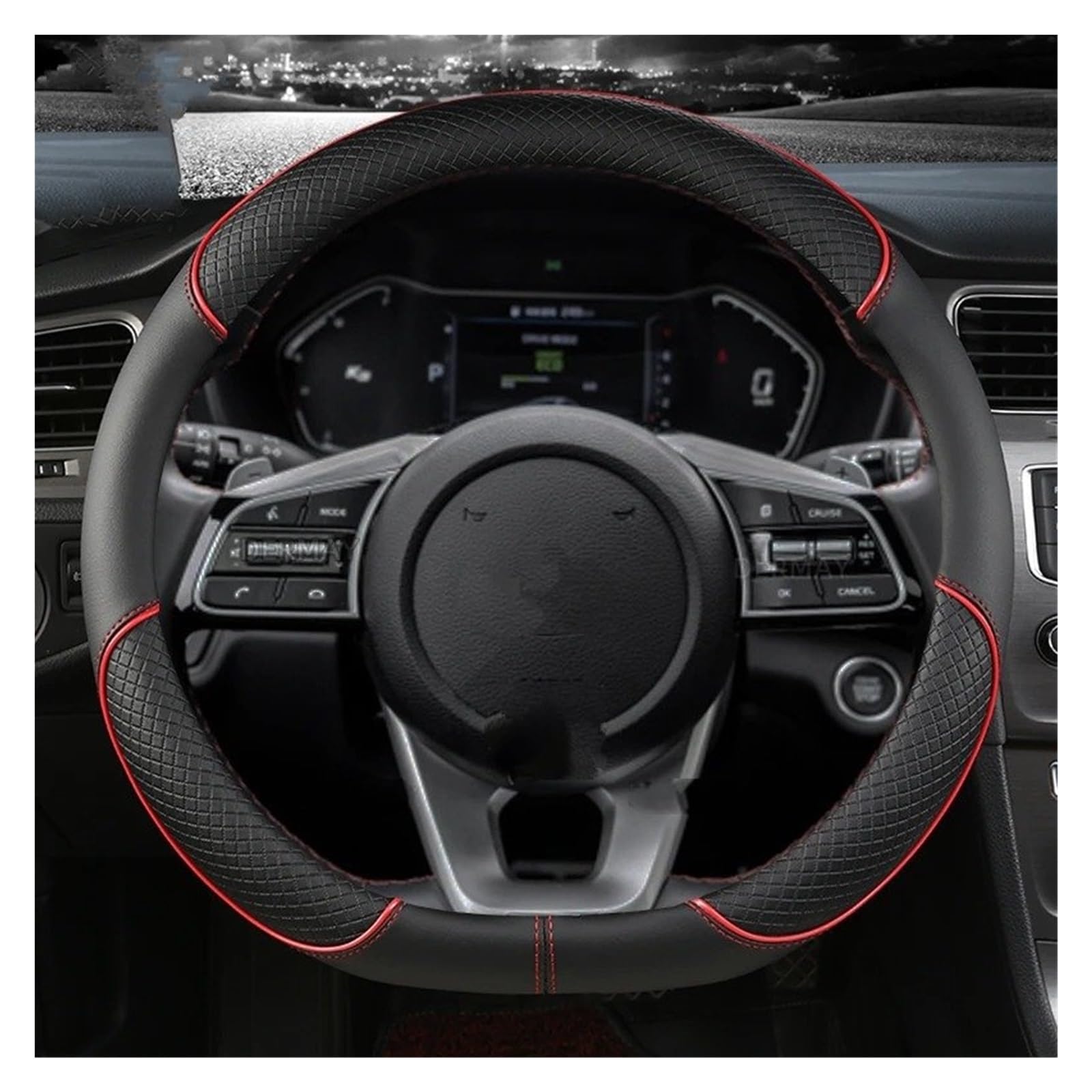 Auto Lenkradbezug Für Kia Für Ceed Für Sportage Für Picanto Für Cerato Für Seltos Für Soul Für Rio 3 4 5 Auto Zubehör Auto Lenkrad Abdeckung Auto Lenkradabdeckung(D Shape Red) von tnbru