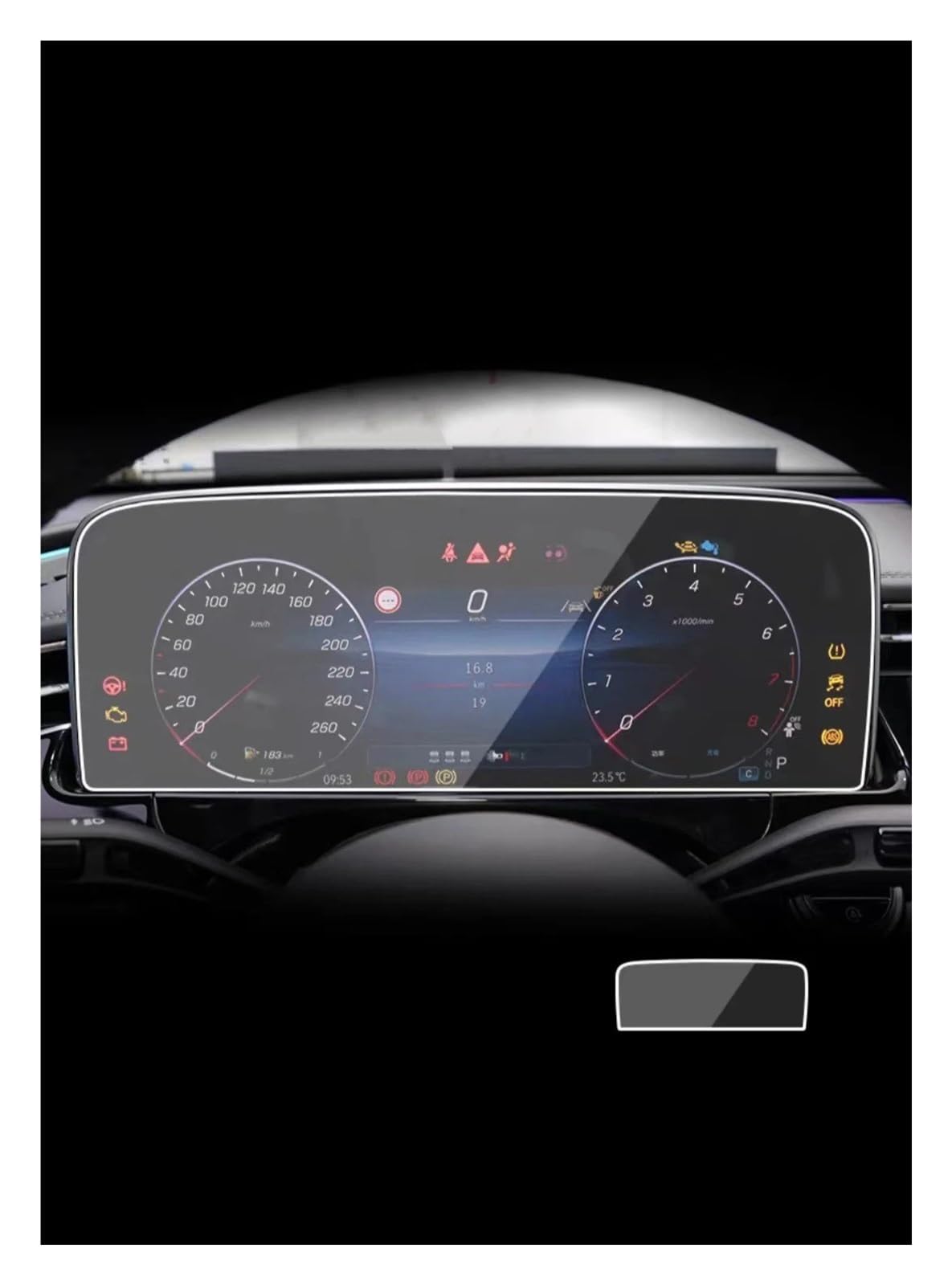 Navigation Displayschutzfolie Für Benz Für E-klasse 2024 Auto GPS Navigation Center Touch Und Dashboard Gehärtetem Glas Screen Protector Film GPS Navi Displayschutzfolie(Dashboard) von tnbru