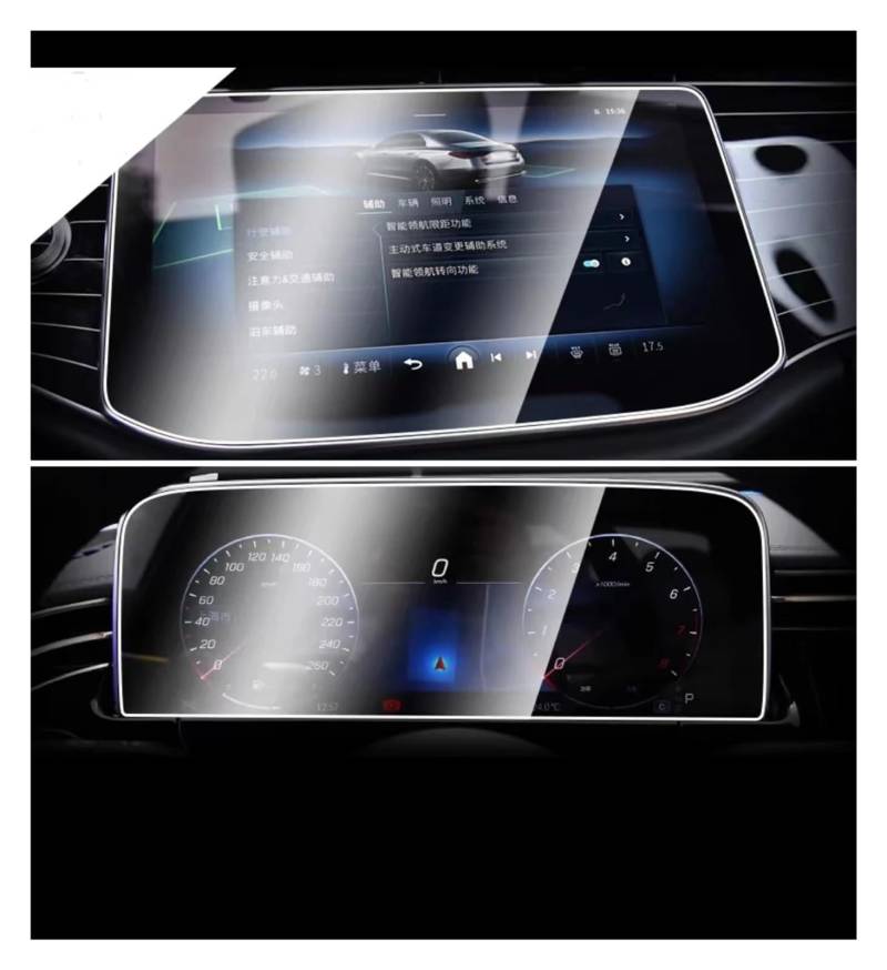 Navigation Displayschutzfolie Für Benz Für E-klasse 2024 Auto GPS Navigation Center Touch Und Dashboard Gehärtetem Glas Screen Protector Film GPS Navi Displayschutzfolie(Dashboard and GPS) von tnbru