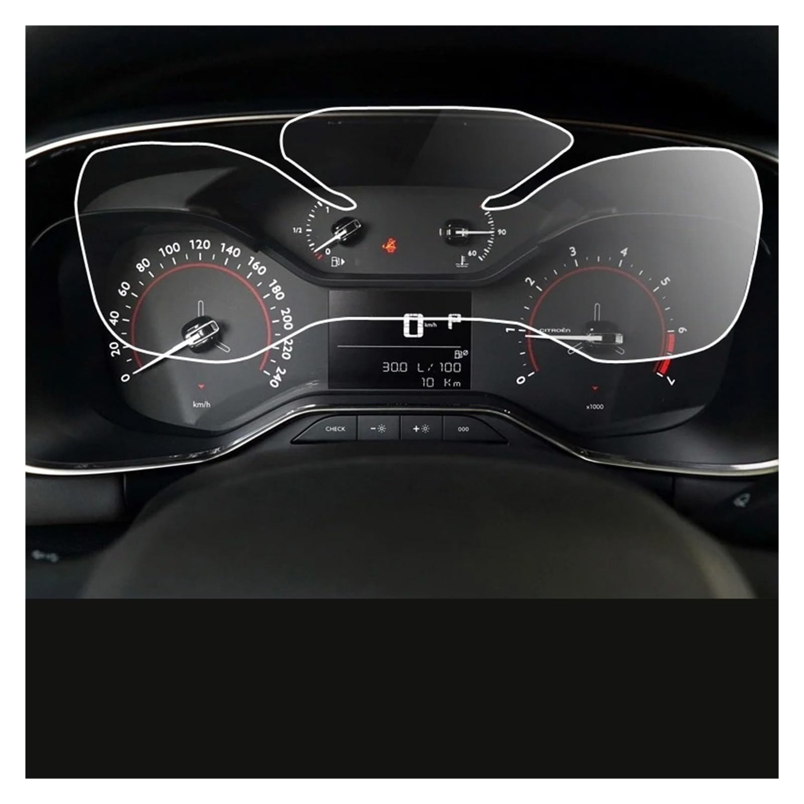 Navigation Displayschutzfolie Für C5 Für Aircross 2017-2019 Auto Instrument Panel PET Film Screen Protector Innen Dashboard Schutz GPS Navi Displayschutzfolie(B) von tnbru