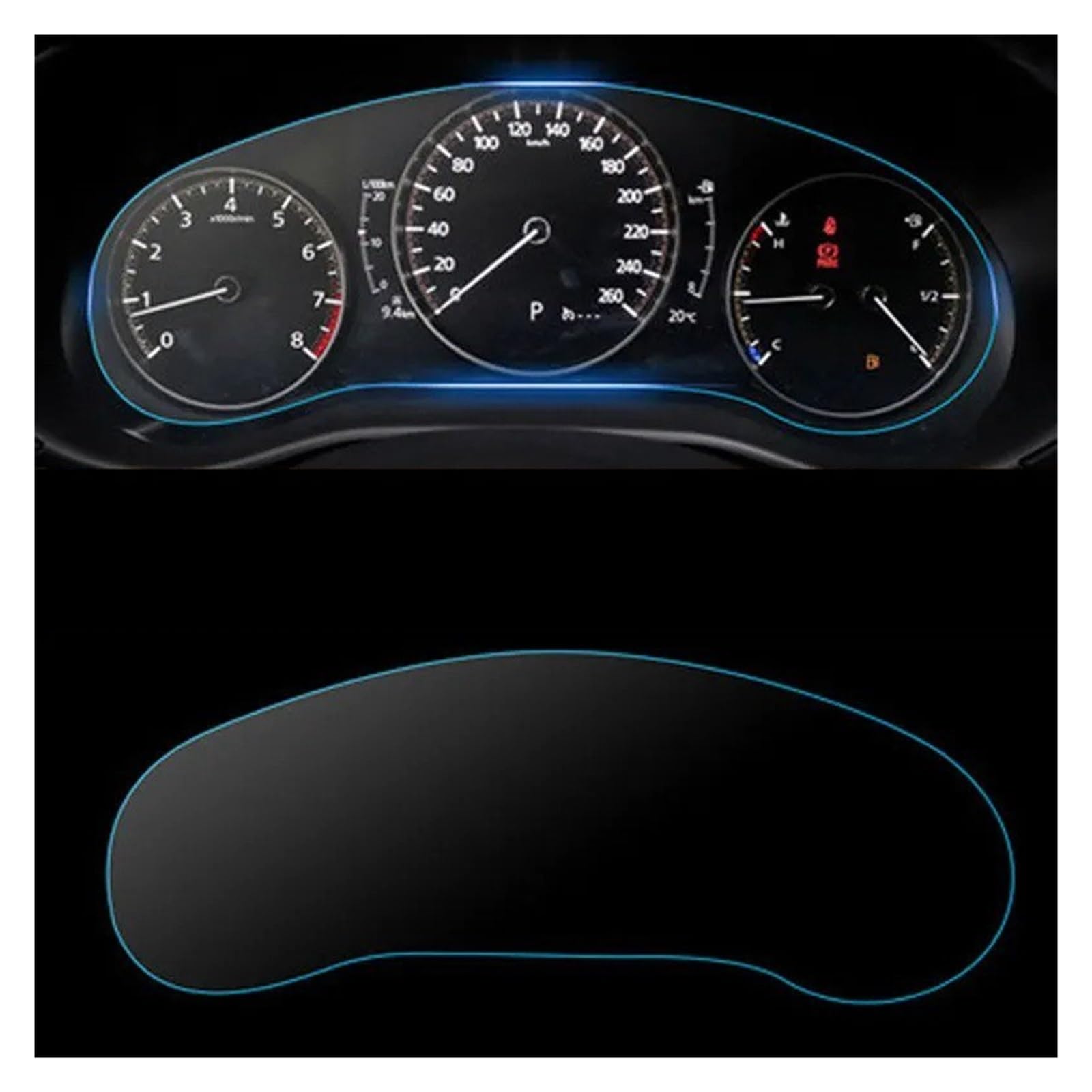 Navigation Displayschutzfolie Für Mazda 3 2019 2020 2021 8,8 Zoll GPS Navigation Gehärtetem Glas Display-schutzfolie PET Instrument Panel Schutz Film GPS Navi Displayschutzfolie(for Instrument) von tnbru