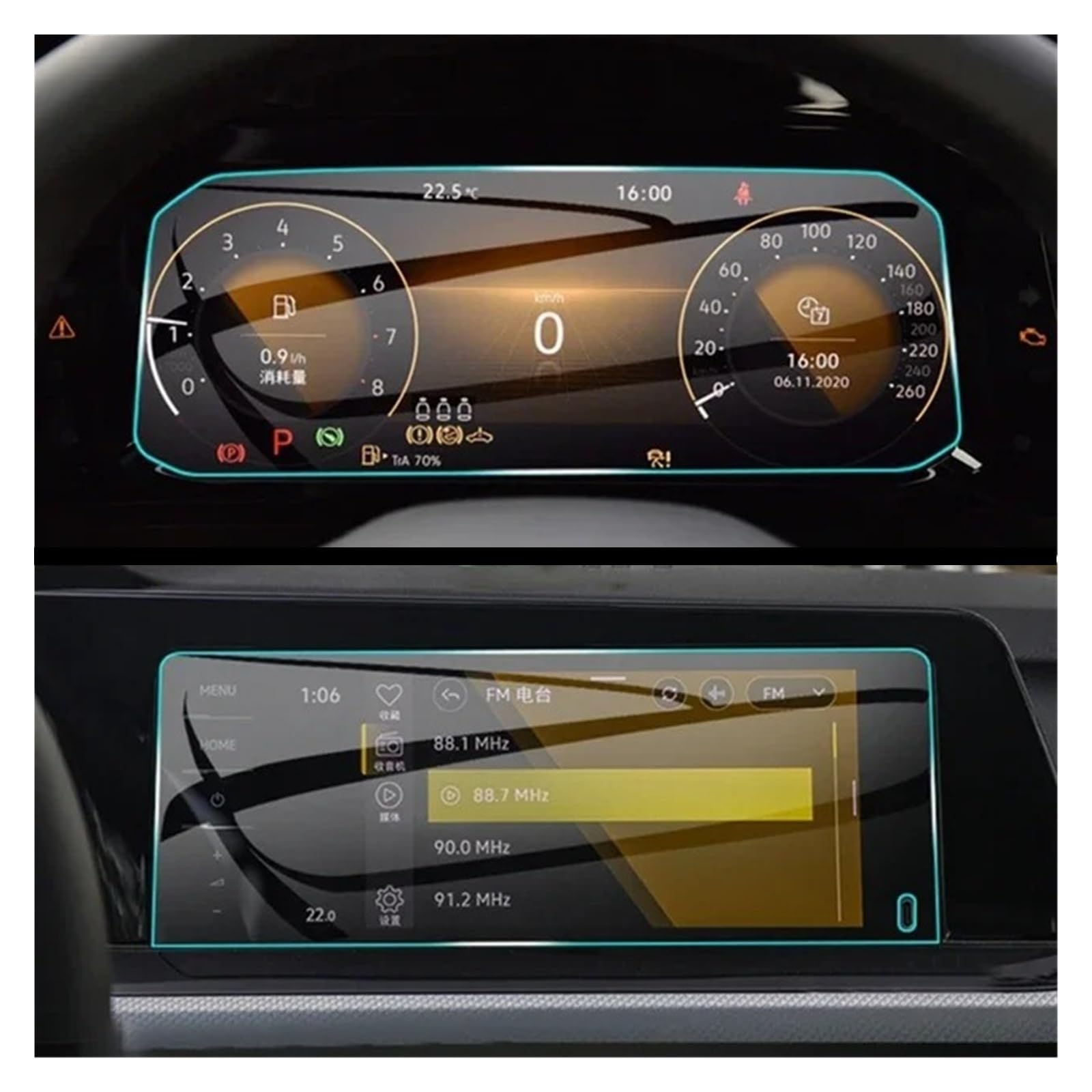 Navigation Displayschutzfolie Für VW Für Golf 8 Für MK8 2020-2023 Gehärtetes Glas GPS Navigation Film LCD Screen Schutz Film Auto Zubehör GPS Navi Displayschutzfolie(Dashboard 8.25 GPS) von tnbru