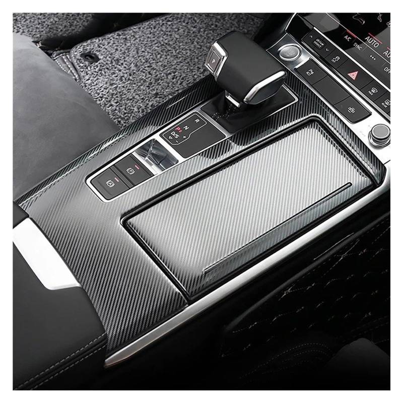 PanelMittelkonsole Für A6 C8 2019-2022 Auto Center Control Getriebe Shift Box Panel Rahmen Trim Carbon Muster Schalthebel Abdeckung Innen Zubehör Frame Abdeckung Trim(Carbon Fiber Black) von tnbru