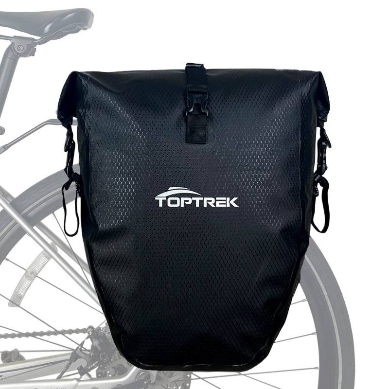 toptrek Fahrradtasche Gepäckträger, Wasserdicht mit Schnalle der Neuen Generation, 23-28L Gepäckträgertasche mit Reflektoren, Hinten Gepäckträger mit Tragegriff und Schultergurt (1 Pack) von toptrek