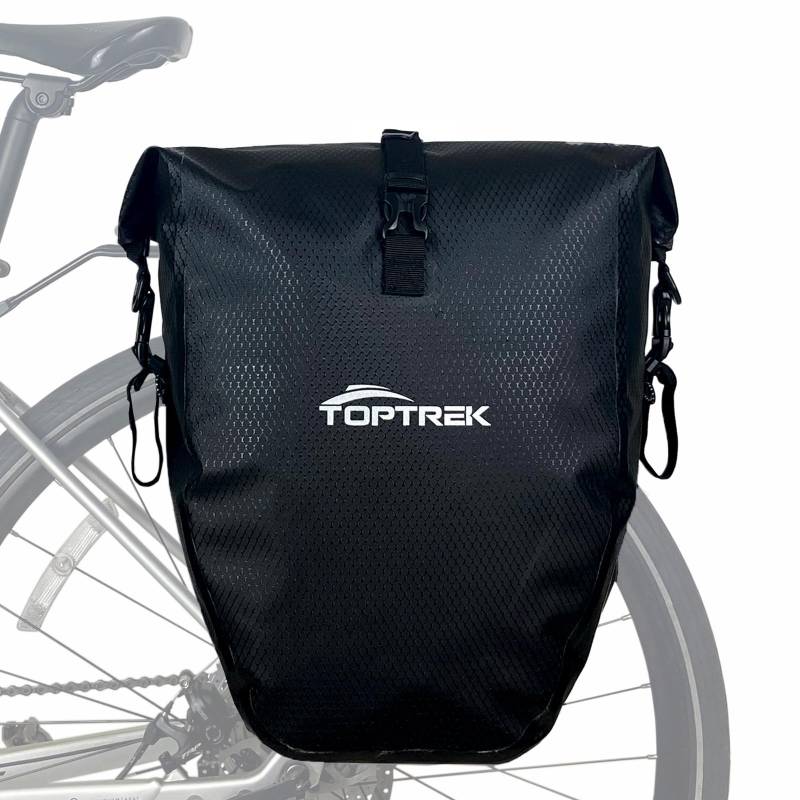 toptrek Fahrradtaschen für Gepäckträger, 23-28L Fahrradtasche Gepäckträger Wasserdicht, Gepäckträgertasche mit Reflektoren, Fahradtaschen Hinten Gepäckträger mit Tragegriff und Schultergurt von toptrek