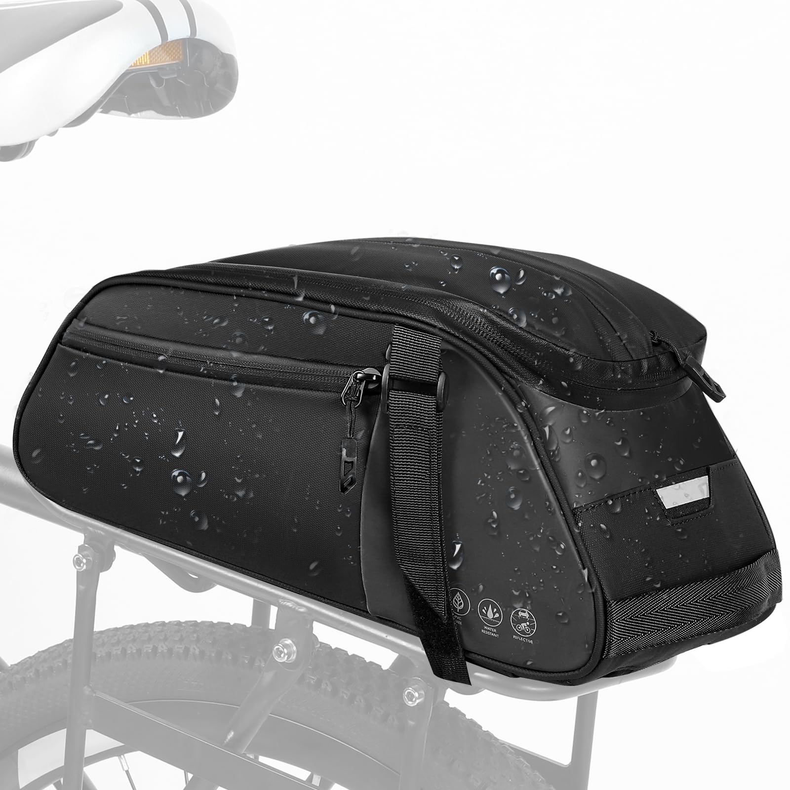 toptrek Gepäckträgertasche 8L Volumen, Fahrradtaschen für Gepäckträger mit Regenschutz, 3-In-1 Gepäckträgertaschen, Fahrradtasche Gepäckträger Abmessungen 38x16x15 cm (Gepäckträgertasche- 8L) von toptrek