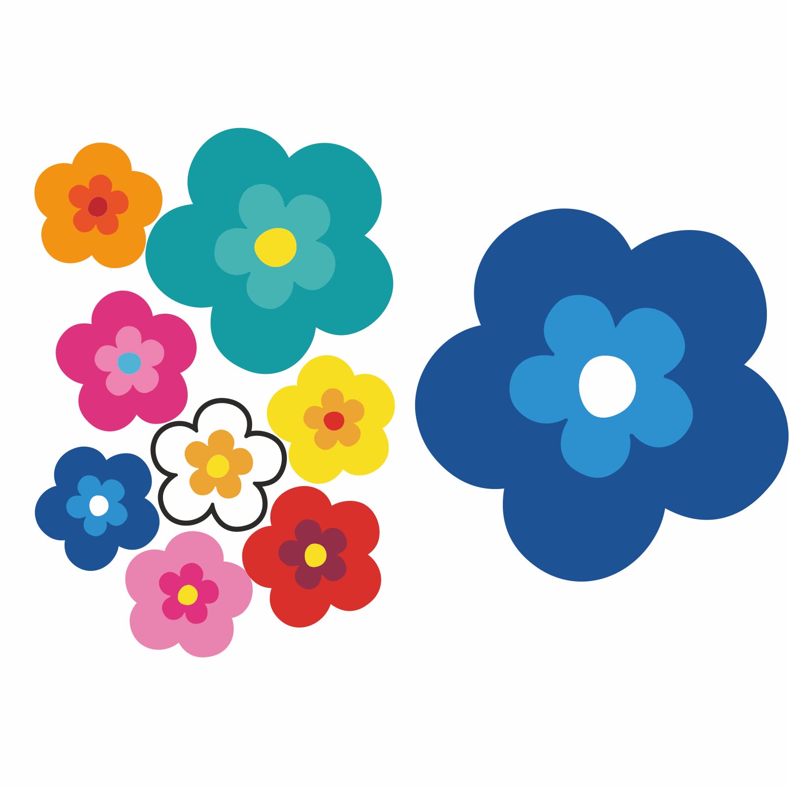 tradercat pril Blumen Sticker I autoaufkleber Blumen 9 Stück als Set I Retro Aufkleber für Jede Glatte Oberfläche, ideal für Ihr Auto I prilblumen Aufkleber (Blau) von tradercat