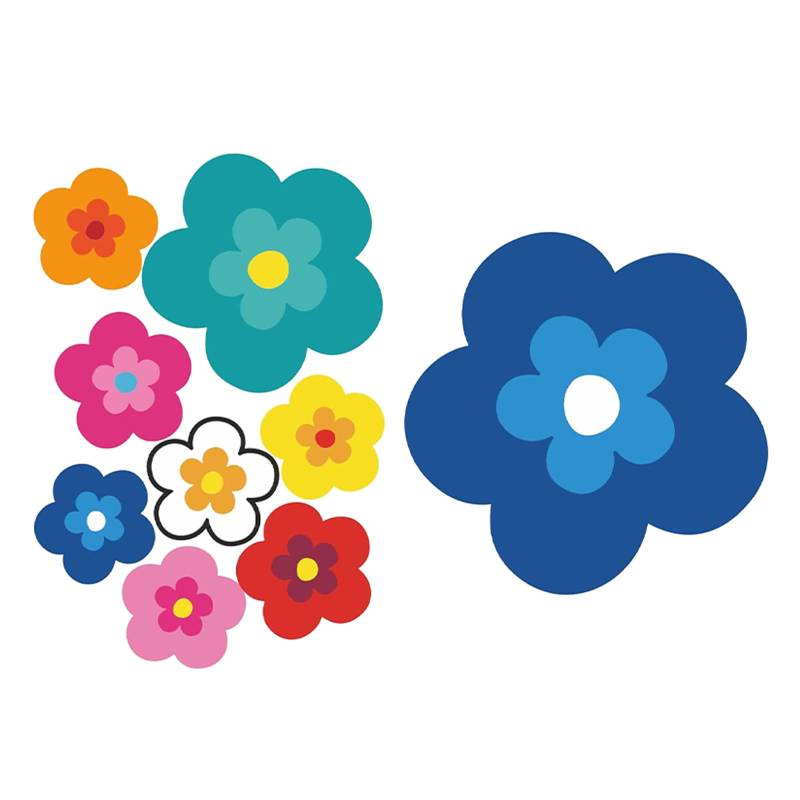 tradercat pril Blumen Sticker I autoaufkleber Blumen 9 Stück als Set I Retro Aufkleber für Jede Glatte Oberfläche, ideal für Ihr Auto I prilblumen Aufkleber (Blau) von tradercat