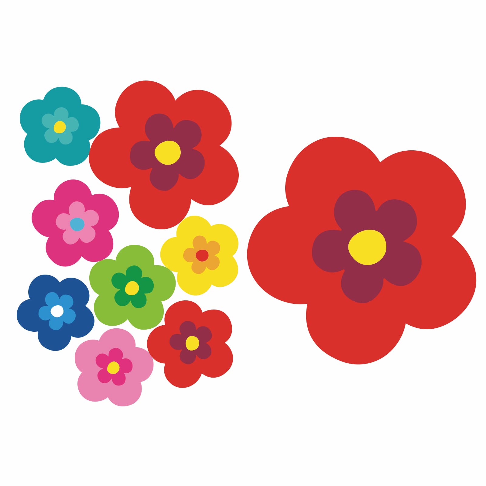 tradercat pril Blumen Sticker I autoaufkleber Blumen 9 Stück als Set I Retro Aufkleber für Jede Glatte Oberfläche, ideal für Ihr Auto I prilblumen Aufkleber (Rot) von tradercat