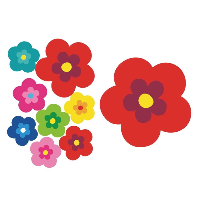 tradercat pril Blumen Sticker I autoaufkleber Blumen 9 Stück als Set I Retro Aufkleber für Jede Glatte Oberfläche, ideal für Ihr Auto I prilblumen Aufkleber (Rot) von tradercat