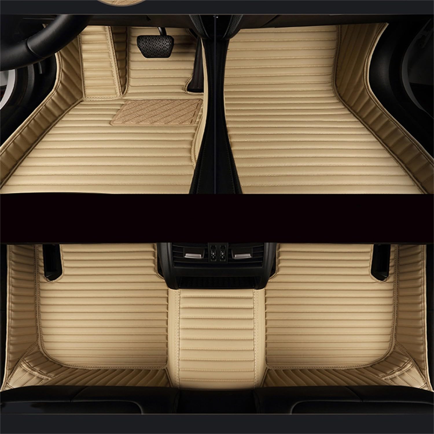Auto Fußmatten für Audi Q7 7 Seats 2006-2015(LHD),Vollständige Abdeckung wasserdichte rutschfeste Autoteppich Innen Zubehör,D/Beige von ttttTTTa