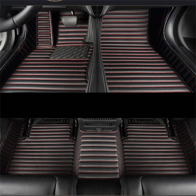 Auto Fußmatten für Chrysler Grand Cherokee 2007-2012(LHD),Vollständige Abdeckung wasserdichte rutschfeste Autoteppich Innen Zubehör,A/Black+Red von ttttTTTa