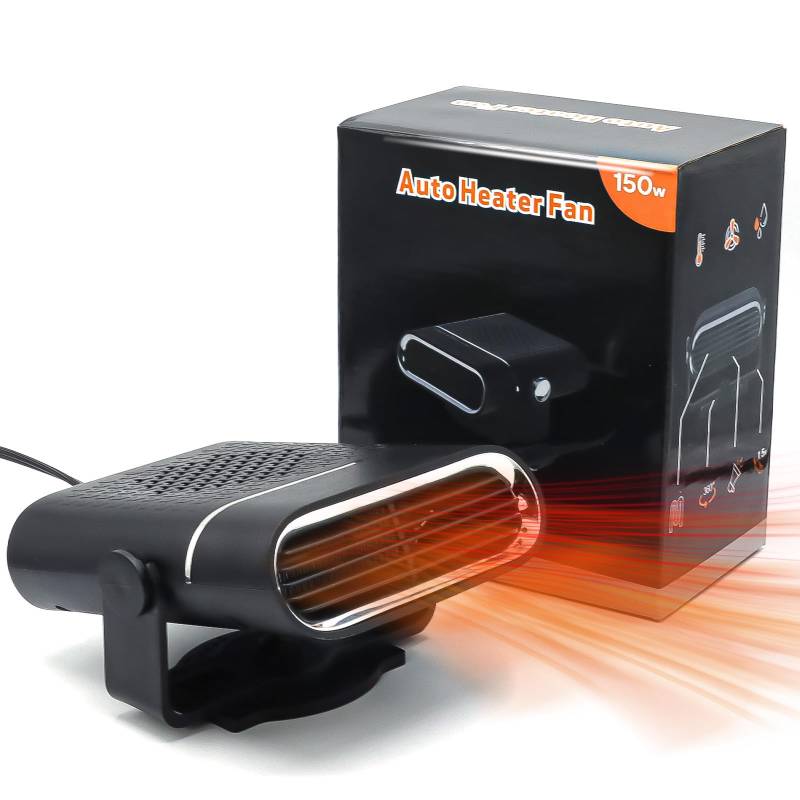 Auto Heizung, 2-in-1-Multifunktionauto Heizung, 150 W, 12v Heizung Tragbare, 360 ° freie Einstellung, Schnelles Aufheizen, Auftauen und Entnebeln, Schwarz von tuncate