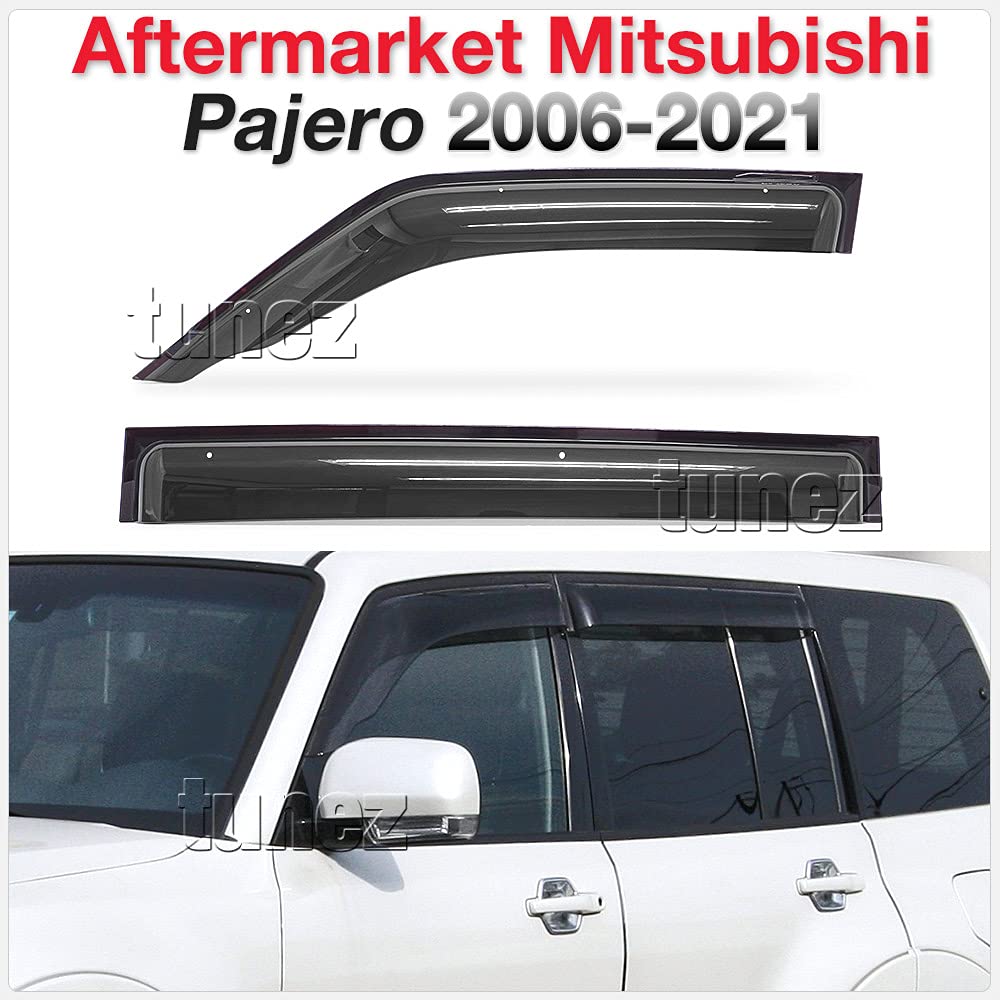 tunez® Regenschutz Fenster Tür Visier Wetterschutz Wetterschutz Windabweiser Kompatibel mit Mitsubishi Pajero NS NT NW NX Baujahr 2006-2021 von tunez