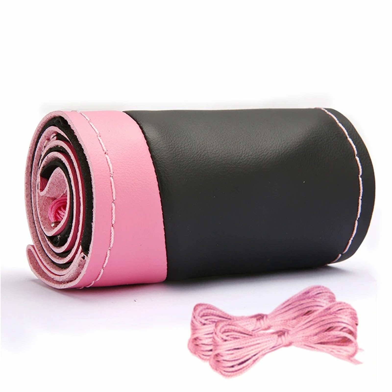 Lenkradhülle Carbon Faser Auto Lenkrad Abdeckung Universal Hand Nähen DIY Stich Leder Protector Flechten Abdeckung Für Lenkrad 38 cm Auto Lenkradabdeckung(Pink) von tusgt