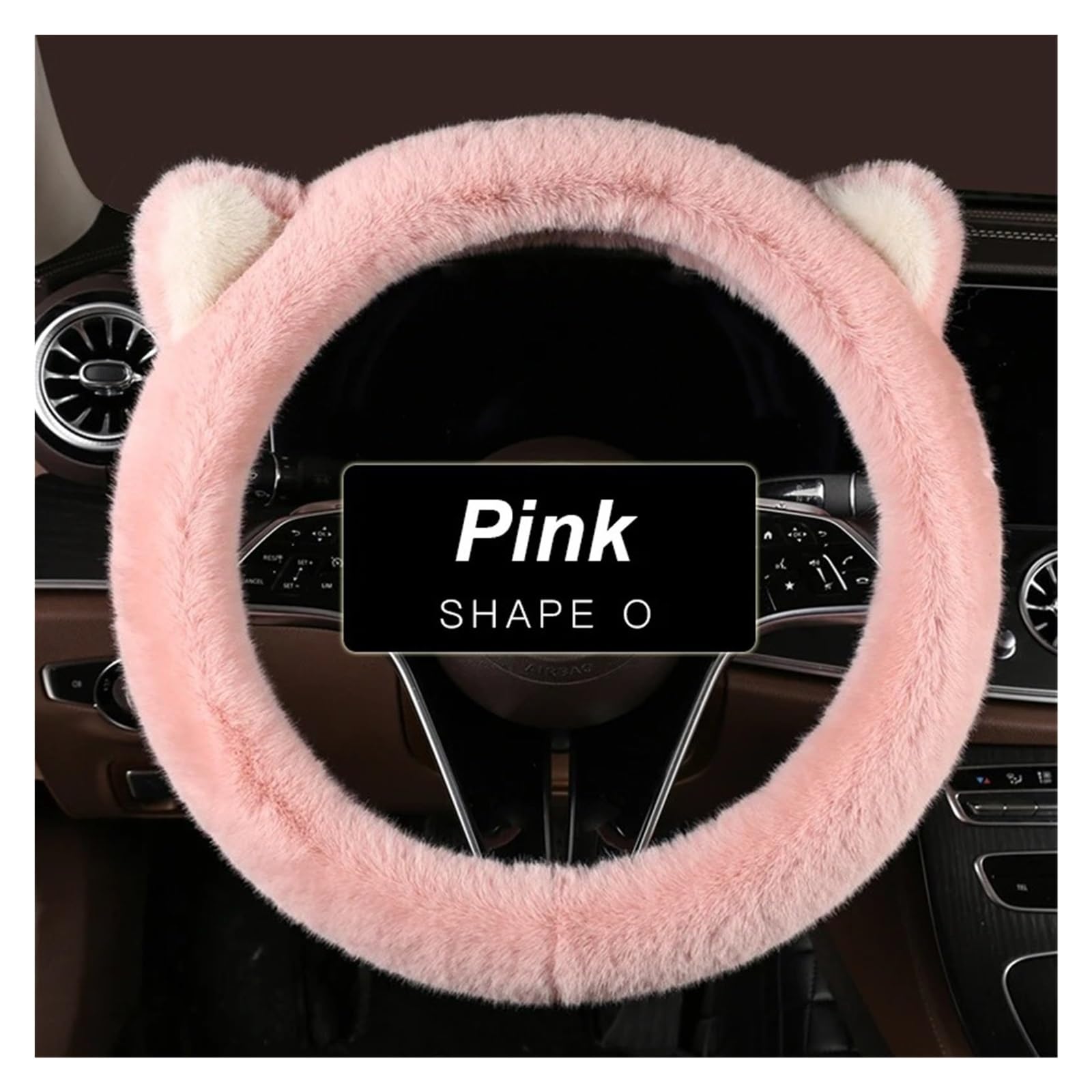 Lenkradhülle Für Auto-Lenkradbezug Universell rutschfest Katzenohren Winter-Plüsch Warm Lenkradschutzhülle 38 cm Niedliche Rosa Form Außendurchmesser Auto Lenkradabdeckung(Shape O PINK) von tusgt