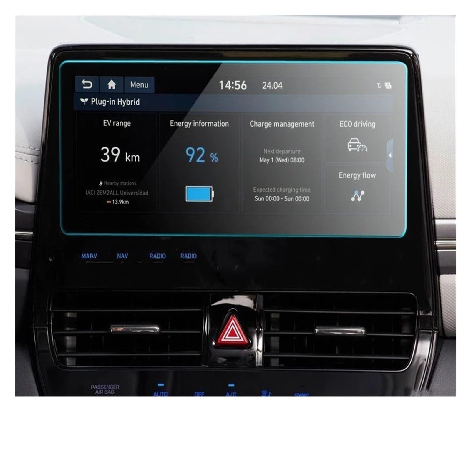 Navigation Schutzfolie Für Hyundai Für Ioniq 2020 10,25 Zoll Autoradio GPS-Navigation Innenzubehör Displayschutzfolie Aus Gehärtetem Glas Navigations-Displayschutz von tusgt