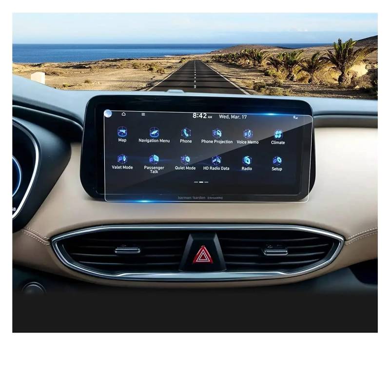 Navigation Schutzfolie Für Hyundai Für Santa Für Fe 2021 2022 2023 10,25-Zoll-Displayschutzfolie Navigation GPS-Bildschirm Gehärtetes Glas Schutz Autozubehör Navigations-Displayschutz von tusgt