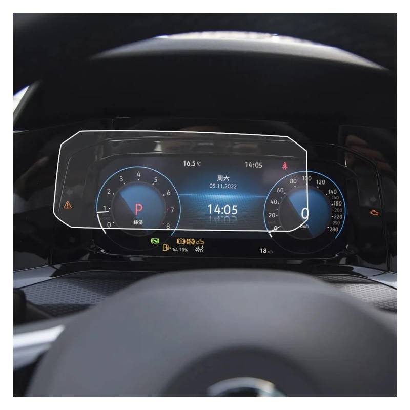 Navigation Schutzfolie Für VW Für Golf 8 2021 2022 LCD Autoradio GPS Navigation Displayschutzfolie Aus Gehärtetem Glas Innenausstattung Navigations-Displayschutz(Instrument) von tusgt