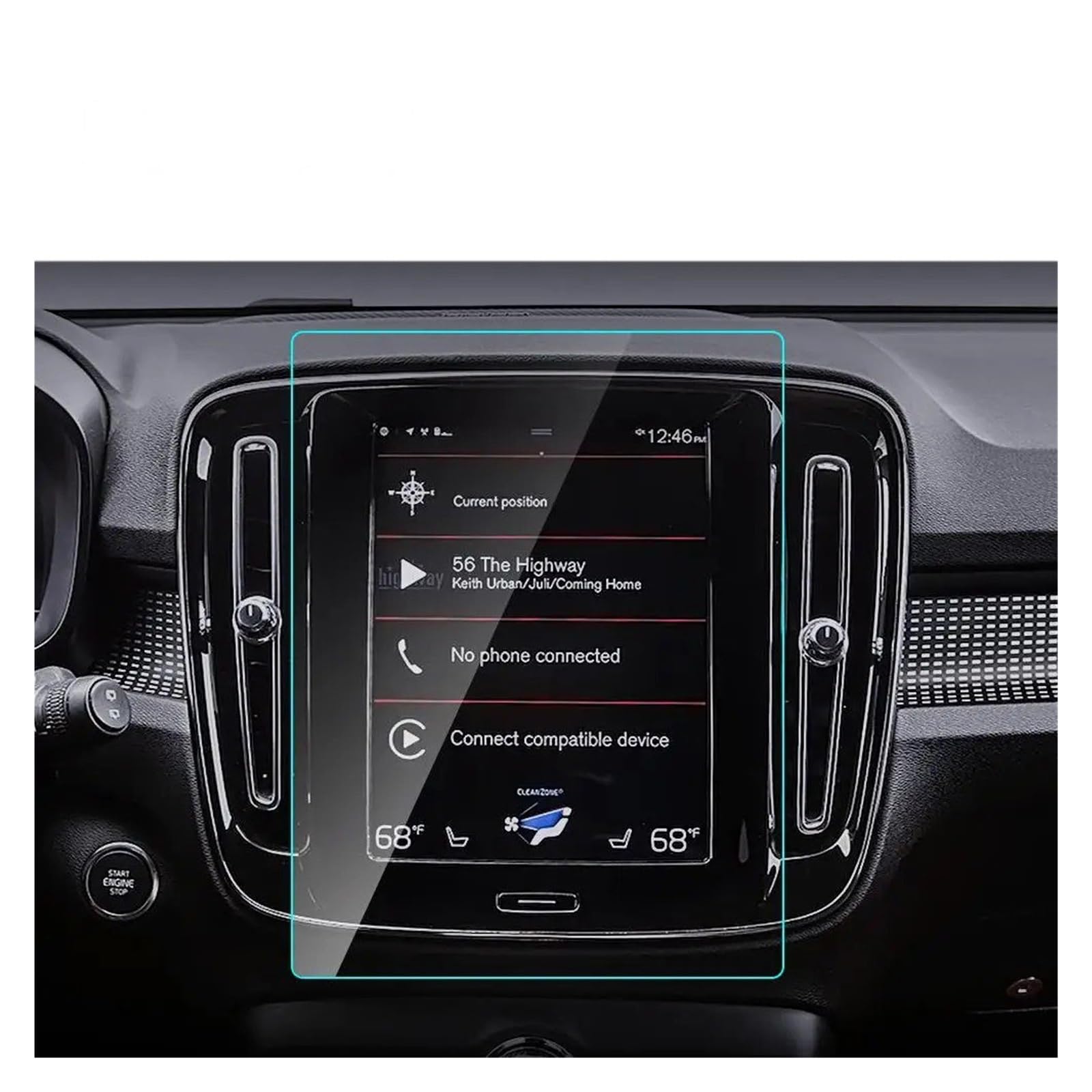 Navigation Schutzfolie Für Volvo XC40 XC 40 2018 2019 8,7 Zoll Autozubehör HD Clear Touch Screen Protector Auto GPS Navigation Hartglasfolie Navigations-Displayschutz von tusgt