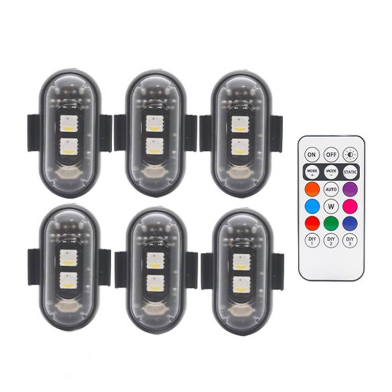 tuwiwol 6 Paket/los 6 stücke Drahtlose LED Strobe Lichter Mit Fernbedienung Drahtlose Fernbedienung Anti kollision Strobe Lichter ABS von tuwiwol