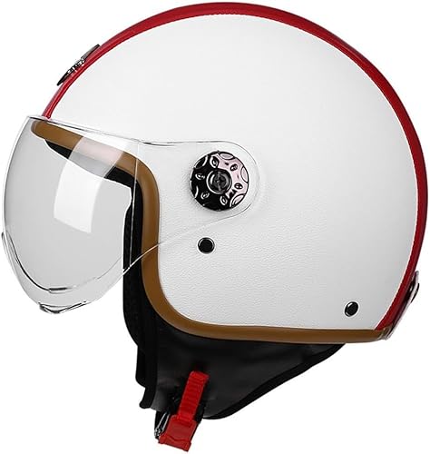 3/4 Motorradhelm, Offener Helm, Motorrad-Halbhelm Mit Sonnenblende, Retro-Vintage-Stil, Jet-Helm Für Männer Und Frauen, Motorrad-Sturzhelm, DOT/ECE-geprüft(D) von tylxayoxa