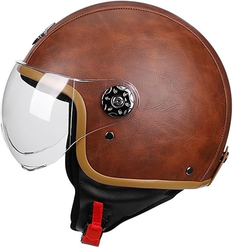 Halbschale Jet-Helm DOT/ECE-zugelassener, Halbschale Motorradhelm Mit Visier, Klassischer Offener Helm, ABS-Schale Kombiniert Für Cruiser Chopper 55-60cm(C) von tylxayoxa