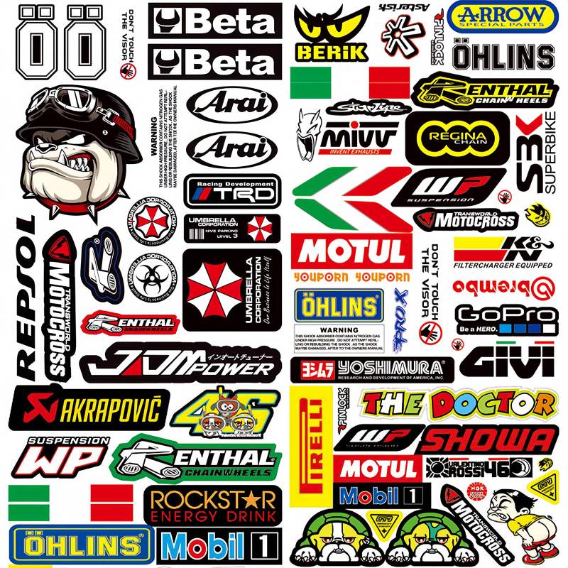 3 Bilder Motocross Sponsoren Aufkleber Vinylaufkleber Tuning Motorrad Aufkleber Set Moped Sticker Auto Motorradaufkleber Helmaufkleber Geeignet für Motorräder, Rennen, Helme und Mehr(B) von tyokas