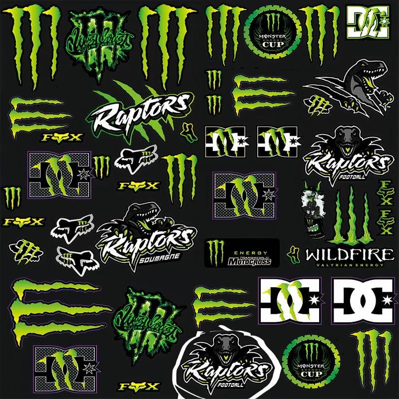 Motorrad Aufkleber 3 Bilder Vinylaufkleber Tuning Sponsoren Motocross Motorsport Fahrrad Helm Aufkleber Racing Folie Stickersracing MTB Aufkleber Set für Motorräder, Autos, Rennwagen, Helme(D) von tyokas