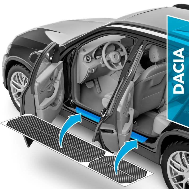 uProtect Auto Einstiegsleisten Schutz für Dacia Jogger I 2022-2024 - Schutzfolie Autotür Zubehör Zierleisten Lackschutzfolie Carbon Schwarz von uProtect