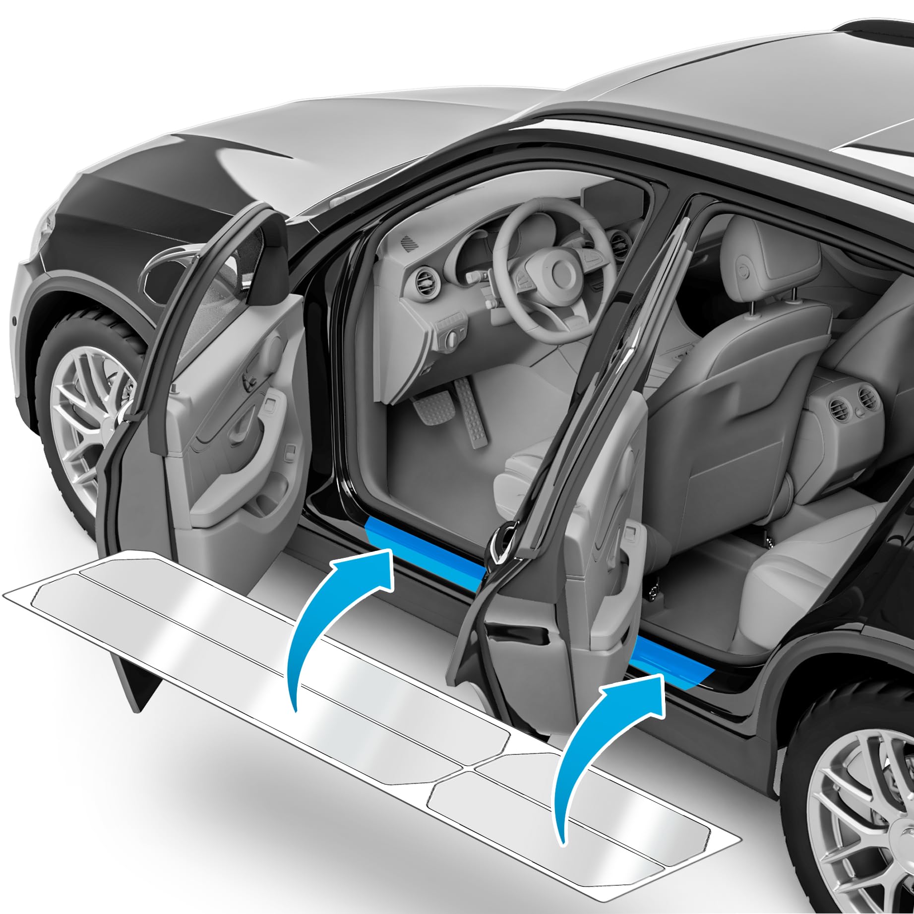 uProtect Auto Einstiegsleisten Schutz für Skoda Kodiaq NS7 I 2017-2024 - Schutzfolie Autotür Zubehör Zierleisten Lackschutzfolie Transparent von uProtect