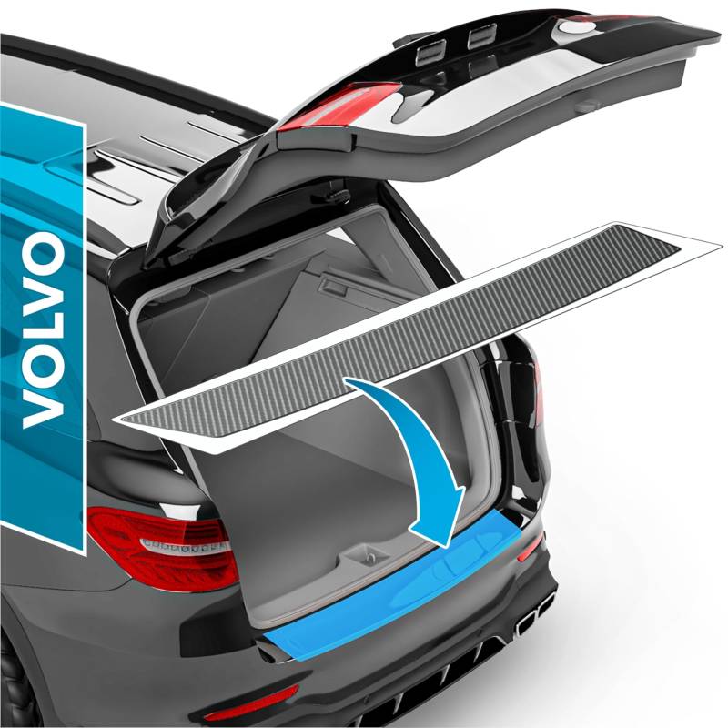 uProtect Auto Ladekantenschutz Folie für Volvo XC60 1 (I) 156 I 2013-2017 - Stoßstangenschutz, Kratzschutz, Lackschutzfolie - Carbon Optik Selbstklebend von uProtect