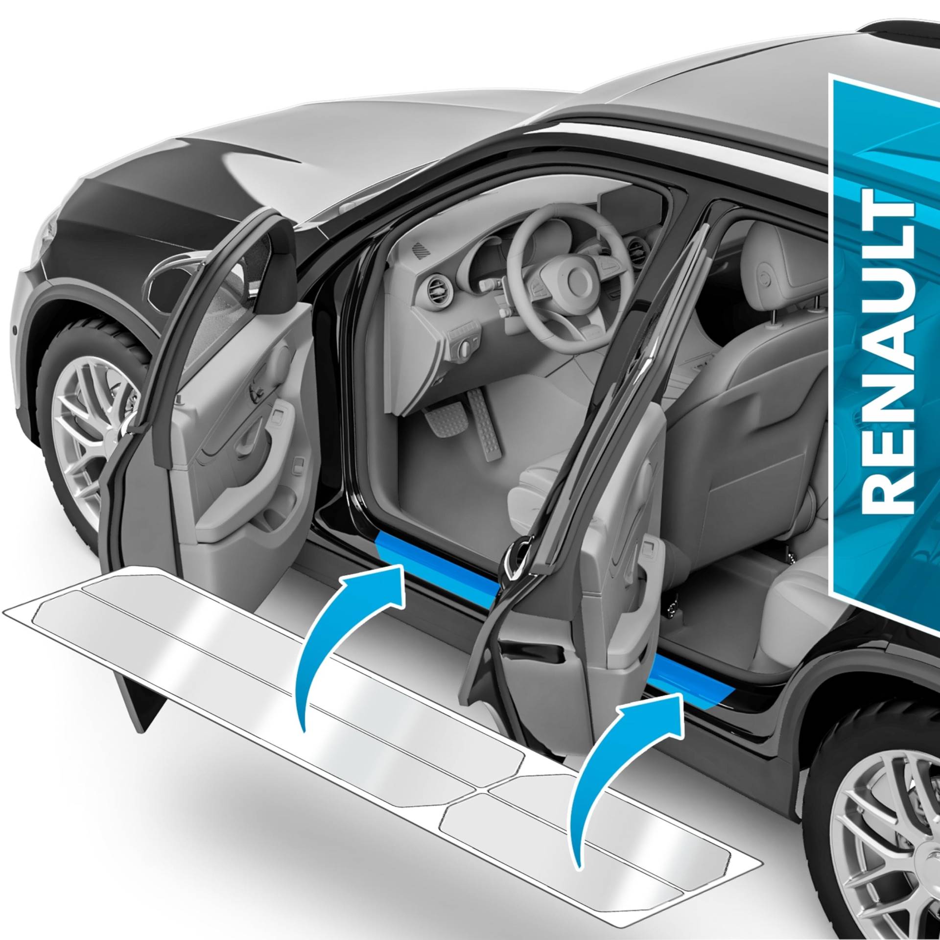 uProtect Auto Einstiegsleisten Schutz für Renault Mégane E-Tech 5 (V) I 2022-2024 - Schutzfolie Autotür Zubehör Zierleisten Lackschutzfolie Transparent von uProtect