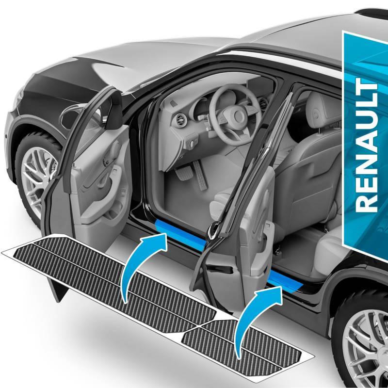 uProtect Auto Einstiegsleisten Schutz für Renault Mégane Grandtour 4 (IV) K9A I 2016-2024 - Schutzfolie Autotür Zubehör Zierleisten Lackschutzfolie Carbon Schwarz von uProtect