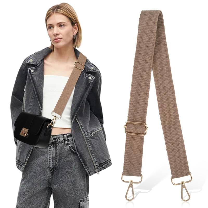 Breite Umhängetaschen Riemen,140cm Verstellbarer Schultergurt,Verstellbarer Bunter Taschengurt, Changeable Long Strap für Handtaschen,Tragetaschen,Umhängetaschen für Männer und Frauen (Khaki) von ueslwser