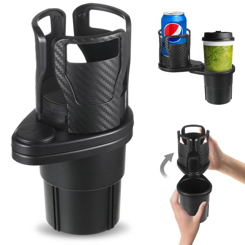 Getränkehalter Auto, Cup Holder Car 2 in 1 Multifunktion 360° Drehbar, Becherhalter Auto, Flaschenhalter Auto, Car Verstellbar Cupholder, Wasserflaschenhalter, Wasser, Kaffee, Saft Flaschenständer von uinnossvc