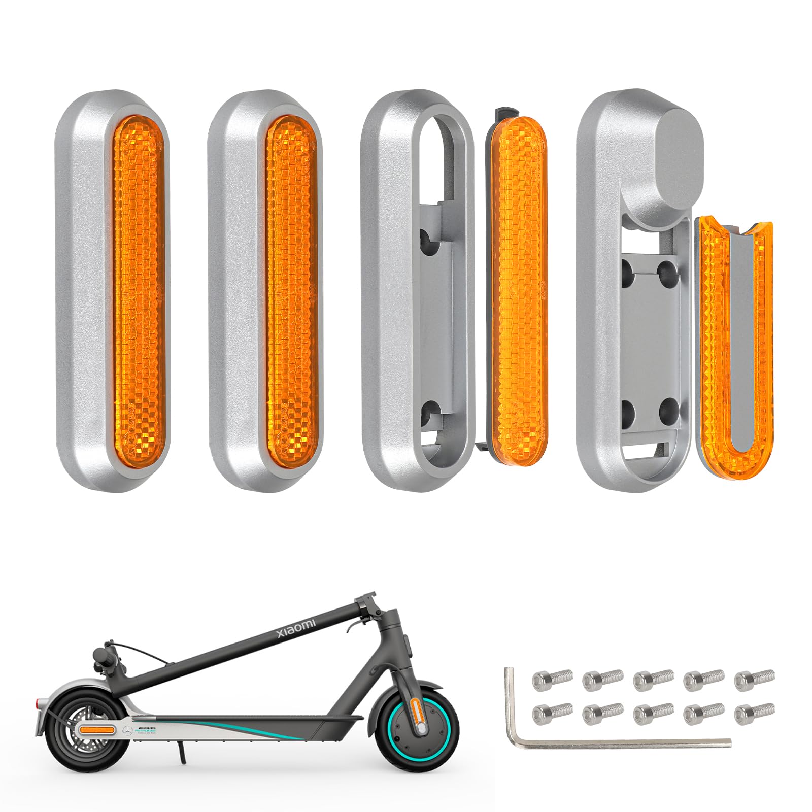 Ulip Scooter Reflektierende dekorative Seitenabdeckung, Scooter-Zubehör, Vorder- und Hinterrad-Seitenabdeckung, Modifikationssatz, Scooter-Teil für Xiaomi M365 1S Pro Pro2 Lite, 4 Stück, gelb von ulip