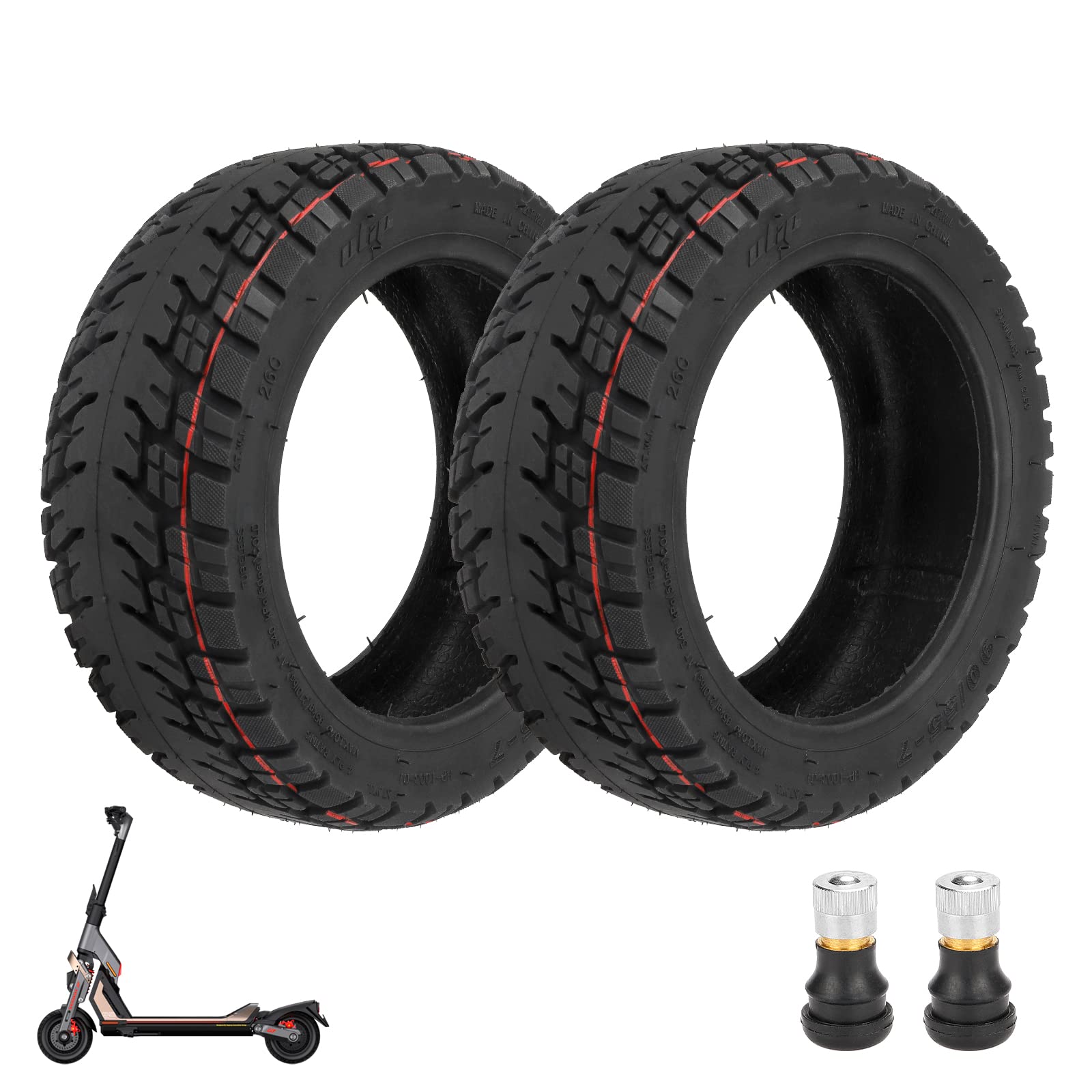 ulip (2 Stück) 90/55-7 Offroad Tubeless Reifen 10 Zoll Reifen für Segway Ninebot GT1 GT2 Elektroroller Zubehör Vorder und Hinterräder von ulip