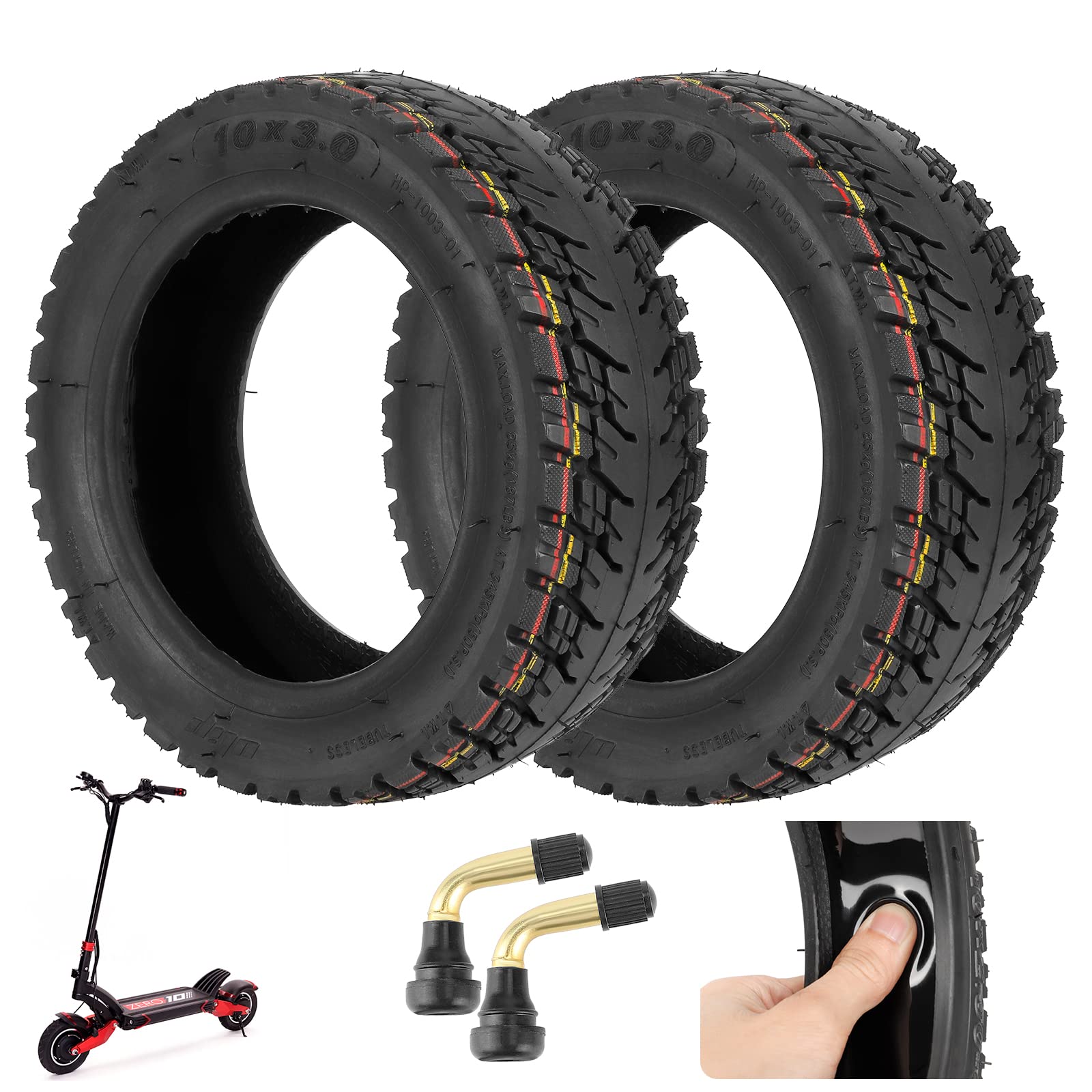 ulip (2er Pack) 10x3 Offroad-Reifen mit integriertem Live-Gummi reparierbar Nanrobot Joyor Varla Eagle Apollo Ghost Zero 10x Kaabo WOLF WARRIOR MANTS Motorrad 80/65-6,255x80 Reifen von ulip