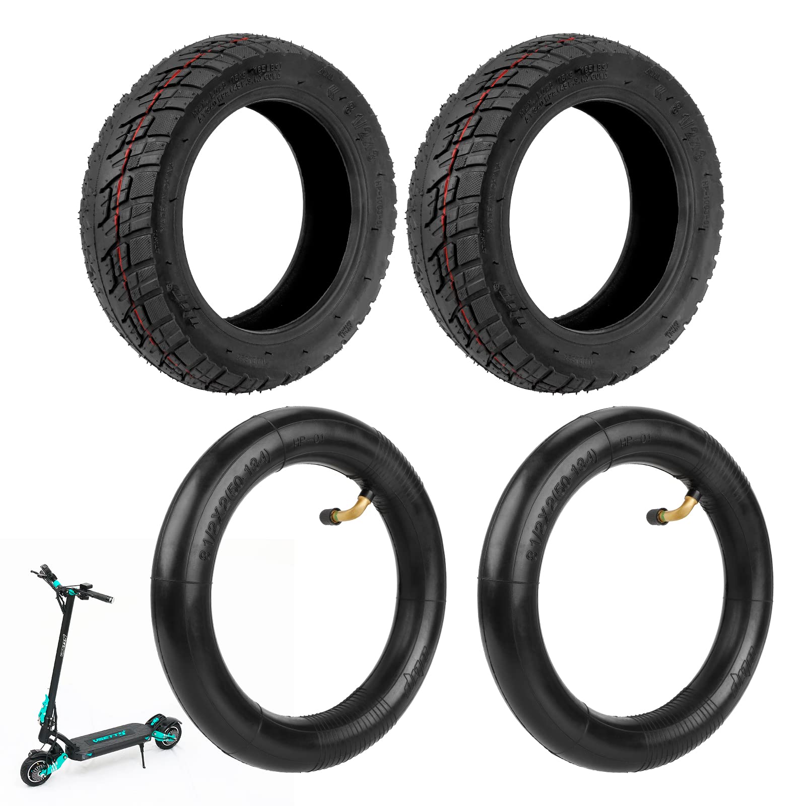 ulip (2er-Set) 8,5x3 (50-134) Offroad-Reifen mit Schlauch 8,5 Zoll Luftreifen für VSETT 8 9 Macury Zero 8 9 Roller von ulip