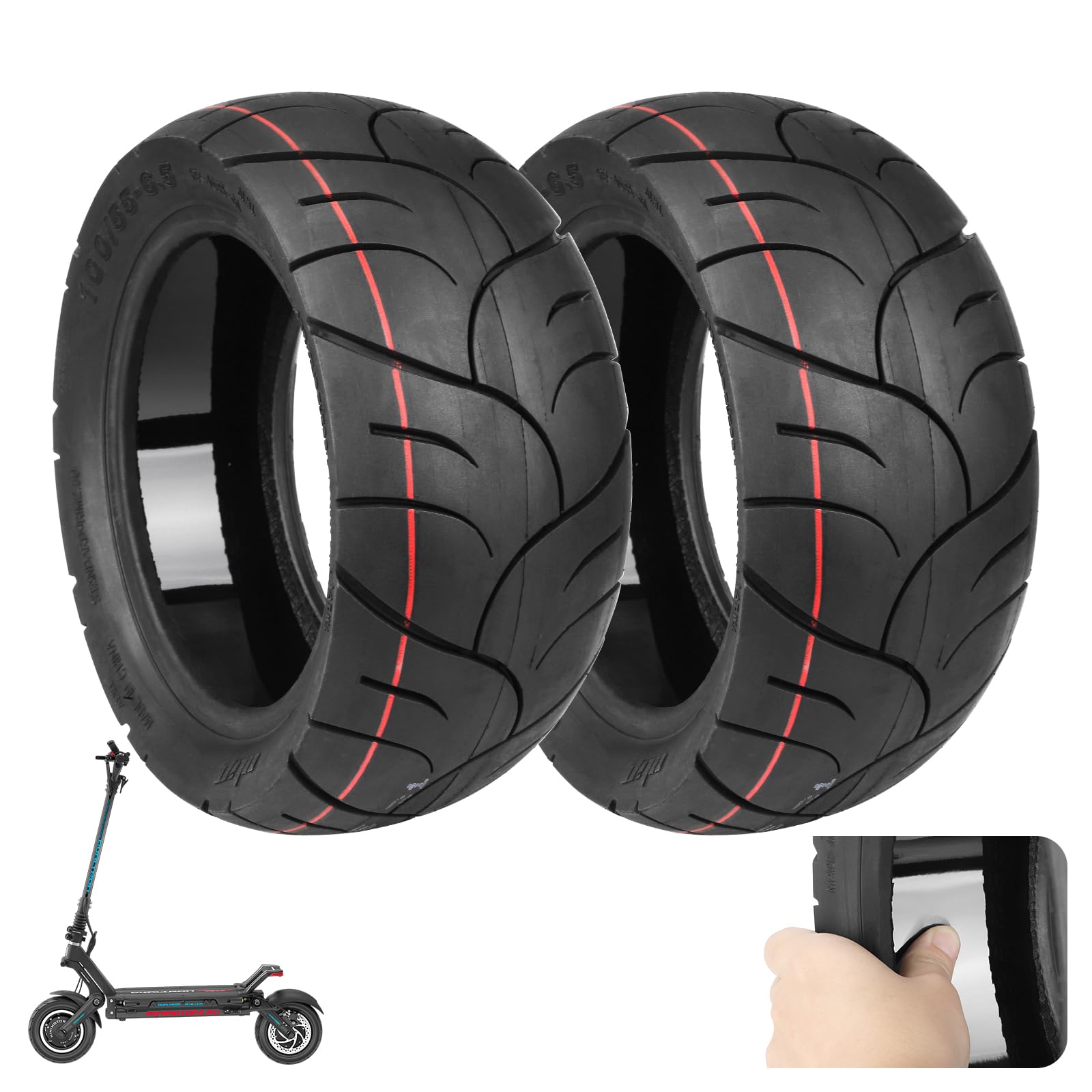 ulip 100/55-6.5 Vakuum-Reifen 11 Zoll mit integriertem Live-Kleber, reparierbar für Dualtron Ultra 2 THUNDER II Kaabo Wolf Warrior Scooter (2er-Pack) von ulip