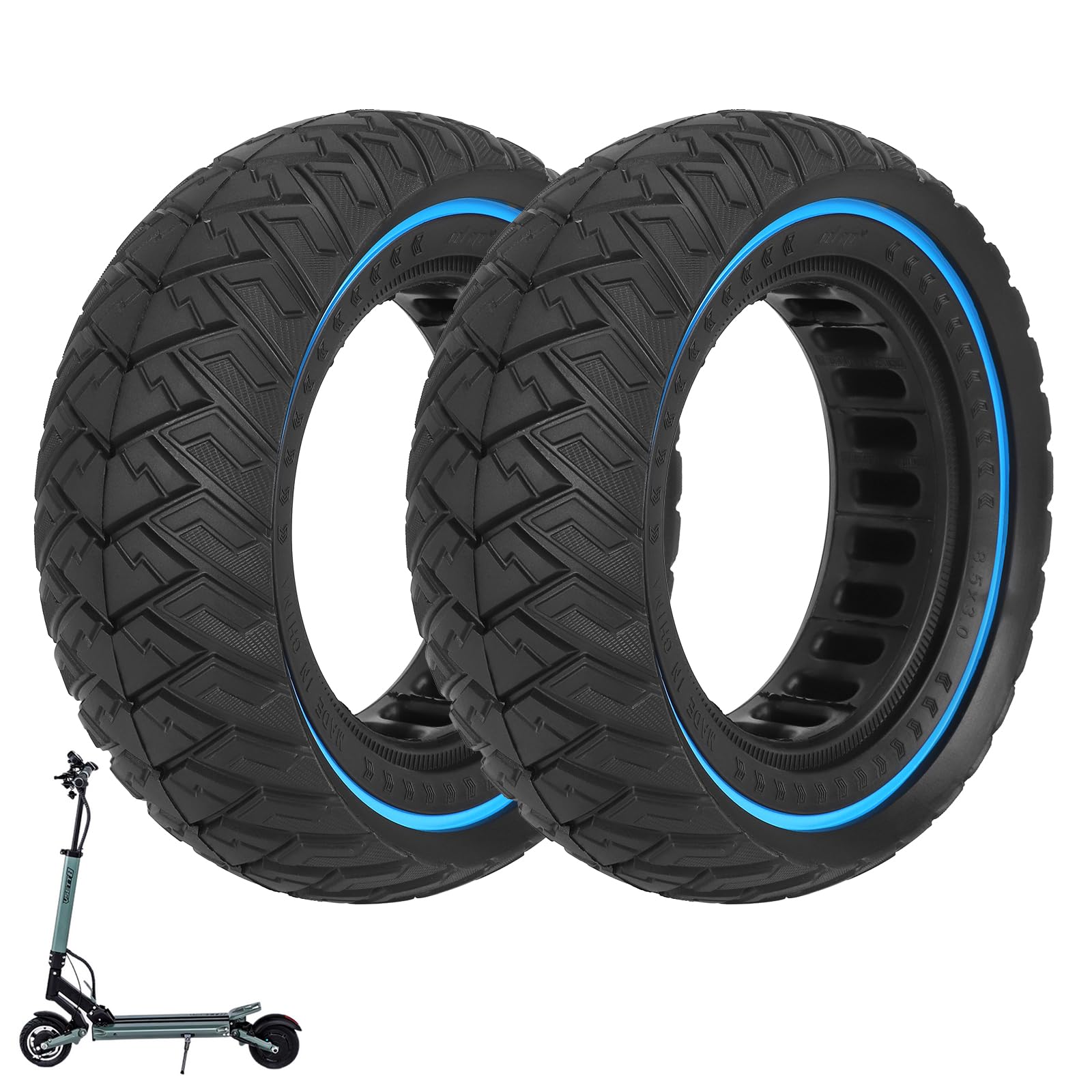 ulip 8,5 x 3 Vollroller-Reifen für Vorder- und Hinterräder, Ersatz für Zero 8 Zero 9 VSETT 8 VSETT 9 PRO Kugoo X1 Kugoo Kirin G2 Pro Scooter, 8 1/2 x 3,0 Off-Road-Vollreifen (2 Stück). von ulip