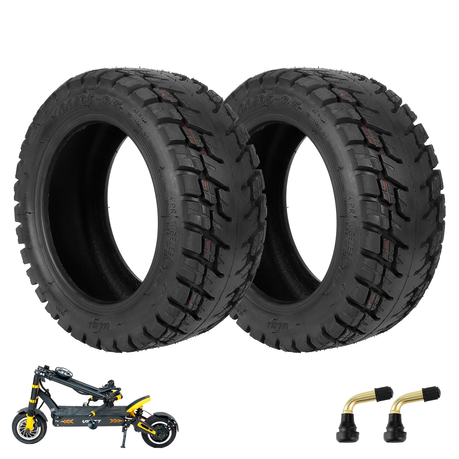 ulip Tubeless Offroad Reifen für VSETT 11+ /Zero 11X /Dualtron, 100/65-6.5 Schlauchlose Reifen, Ersatzreifen Zubehör für 11 Zoll Scooter (2 STÜCK) von ulip