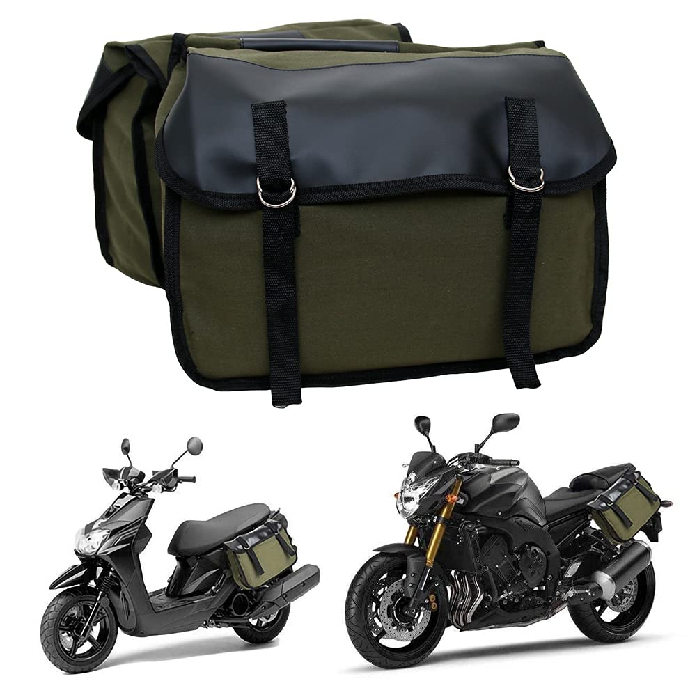 ulofpc Motorrad-Satteltasche Leder- und Segeltuchnähte Mountainbike-Umhängetasche Fahrradtasche Motorrad-Fahrradausrüstung Motorrad-Hecktasche (Militärgrün) von ulofpc