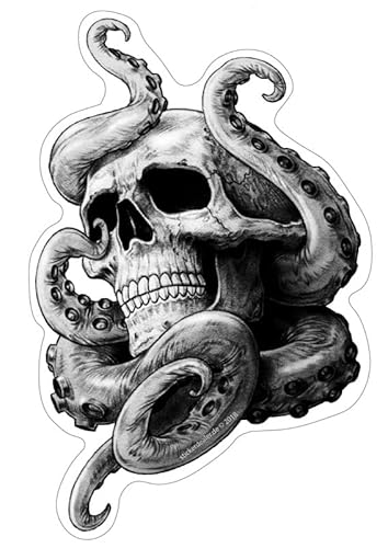 unbekannt Tentakel Skull Aufkleber Krake Schädel Totenkopf Tattoo ca. 13x9 cm Sticker Autoaufkleber von unbekannt