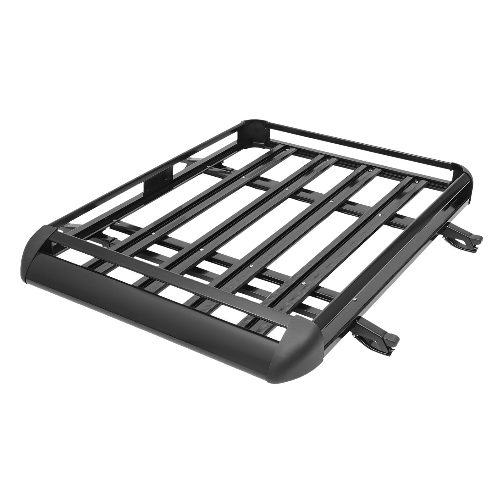 Groß Schwarz Dachgepäckträger Aluminium Auto DachträGer Dachkorb Wanne Gepäck Fracht Relingträger Mit Bars Leichtes 127 * 97cm für SUV Universal, bis 68KG von ureggvbu