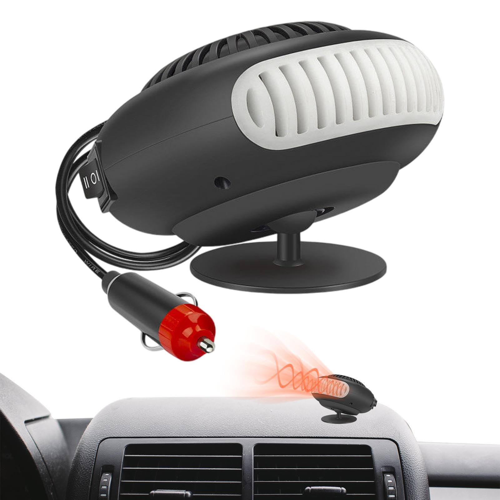 usefulbeauty Tragbare Autoheizung, Autoheizung 12V,Einstellbarer Windschutzscheiben-Defogger, Auto-Defroster, Windschutzscheibenheizung - Tragbarer Plug-In-Auto-Heizungs-Windschutzscheiben-Defogger von usefulbeauty