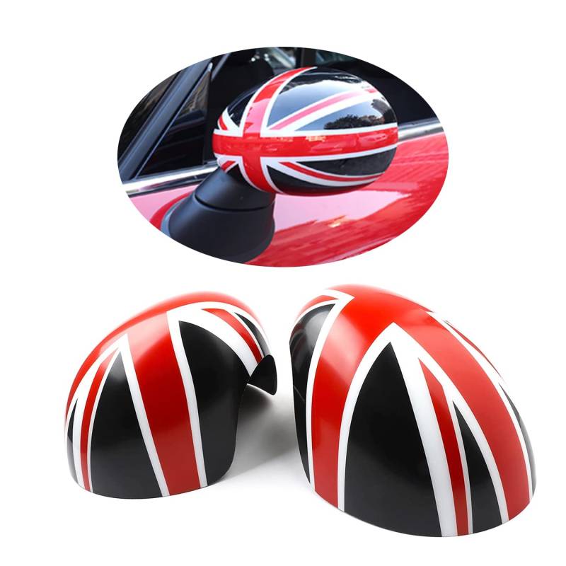 MINI R50 R52 R53 Union Jack Spiegelkappen, Autotür Seitenspiegelabdeckungen Für Mini Cooper One/S/JCW Serie R R50 R52 R53 2002–2006(Union Jack Schwarz/Rot) von uvcany